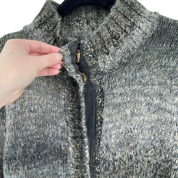 PrAna Amber Duster Sweater Cardigan Wool Blend Button Front Tan Gray Medium - Picture 6 of 14